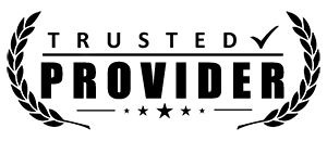 A black trusted provider badge.